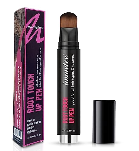 immetee Hair Root Touch Up Pen, Instant Hairline Concealer Pen Hair Dye Brush Pens, Root Concealer & Gray Hair Coverage. 7ml/0.23fl oz (Medium Brown)