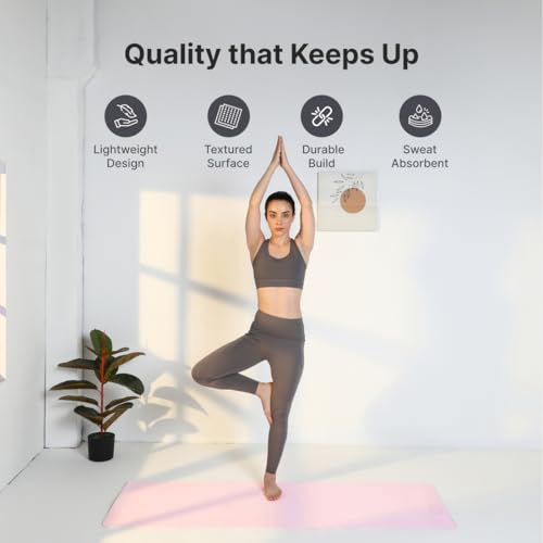 Image of Cult Yoga Mat 4mm EVA with Carry Strap - Lightweight, Non-Slip, Cushioned & Sweat-Resistant Exercise Mat - Eco-Friendly Workout Mat for Yoga, Pilates, Meditation & Home Gym - Pink