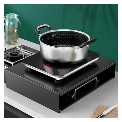LINGDSWULING Cubiertas Para Quemadores Protectora Para Cocina Gas De Acero Al Carbono Amplía El Espacio De Trabajo En La Cocina Tapa Encimera Gas Con Asas(Black,35x48x9cm(14x19x4in))