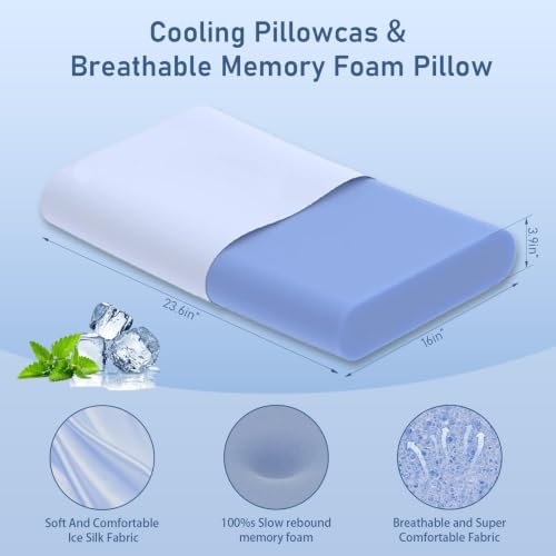 AEPINBH Cervical Pillow for Neck Pain Relief, 3.9 Inch Cooling Memory Foam Pillow, Ergonomic Support Pollow for Side and Back Sleepers — view 3