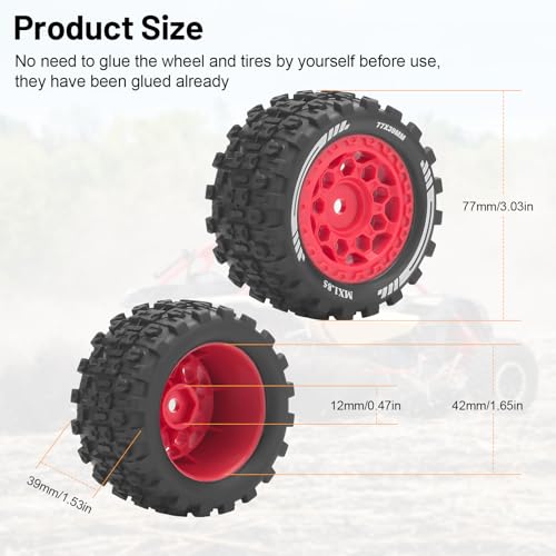 Pneus et roues de voiture télécommandée 1/18 hex 12mm RC truck Typhon - 4