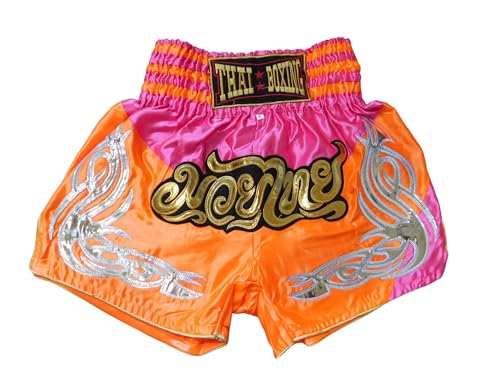 Short de Muay Thai haute performance beige orange et rose taille L
