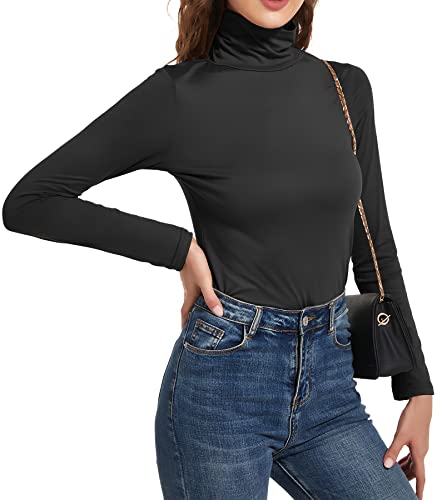 NVWAN Women's Turtleneck Tops Long Sleeve Lightweight Slim Active Base Layer Shirts Black X-Large - Image 4