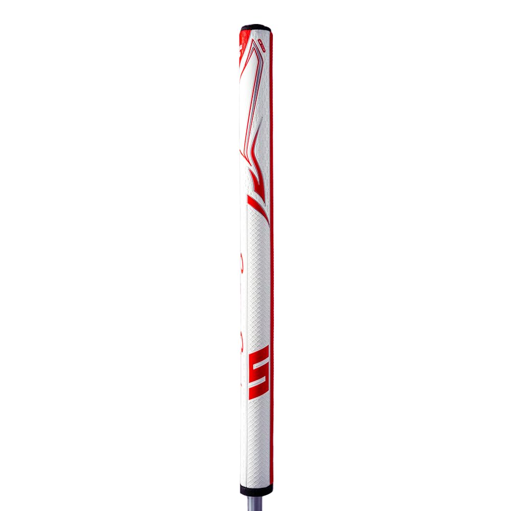 SuperStroke Zenergy Tour 3.0 - Impugnatura per putter da golf con tecnologia SPYNE migliorata senza svasatura, zone testurizzate e Tech-Port, 43 cm, rosso/bianco