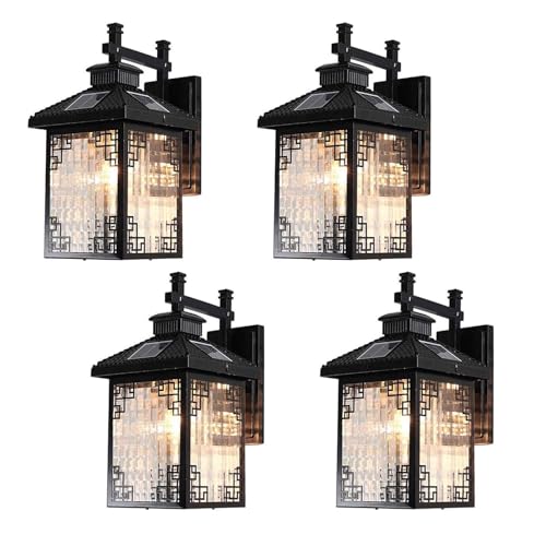 Lanterne murale solaire en aluminium et verre pour éclairage extérieur de balcon