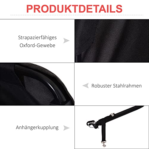 HOMCOM Fahrradanhänger Lastenanhänger Belastbarkeit max. 40 kg Transportanhänger Handwagen Lasten-Fahrradanhänger Rot-Schwarz Stahl Oxford 130 x 77 x 65 cm