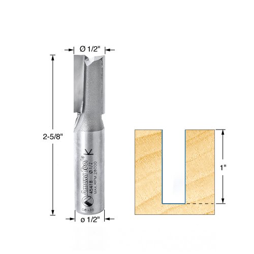 Image of Amana Tool - 45418 Carbide Tipped Straight Plunge 1 /2 Dia x 1 inch 2 Shank