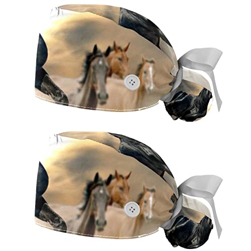Chapeaux de travail respirants JDEZ (lot de 2) avec motif chevaux pour hommes et femmes