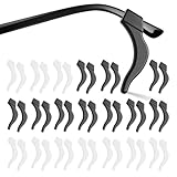 20 Pairs Eye Glasses Ear Grippers, Anti-Slip Glass Ear Hook Comfort Silicone Eyeglasses Ear Cushion for Behind the Ear for Glasses Sunglasses Reading Glasses Retainers for Kids Adults(Black +Clear)