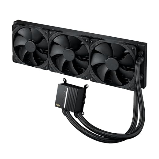 ASUS ProArt LC 420 All-in-One CPU-Wasserkühler (beleuchtete Systemstatusanzeige, 3x Noctua NF-A14 industrialPPC-2000 PWM 140mm Radiatorlüfter, 450 mm verstärkte, gesleevte Schläuche, schwarz)