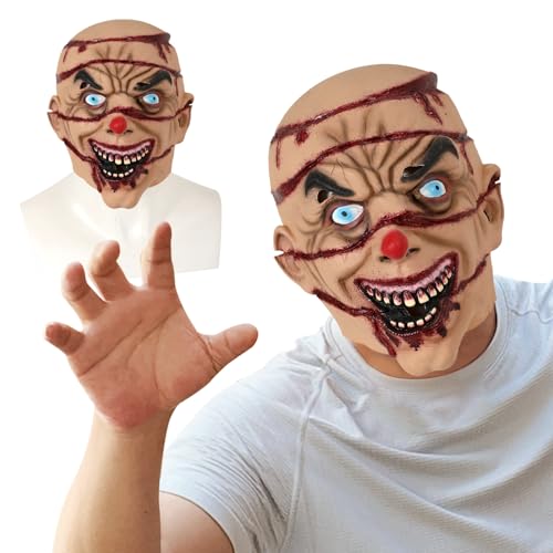 Masque effrayant réaliste au sourire de diable en latex souple d'Halloween