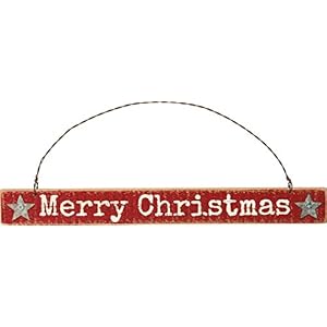 Primitives By Kathy 925 Inches x 1 Inch Metal Wire Wood Merry Christmas Sign Ornament Home Decor Accents