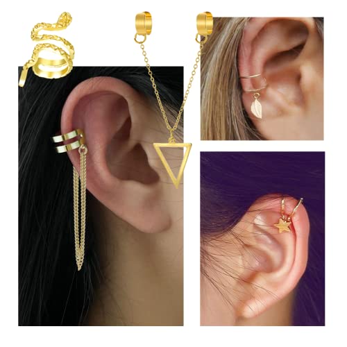 Palotay 38Pcs Gold Ear Cuffs For Women Cuff Earrings Pack Adjustable Earring Cuffs Non-Piercing Earring Set Clip On Earrings Cartilage Helix Wrap Earrings Gold Punk Earrings Set Earrings Set For Women Girls Ear Jewelry Set Gifts-Cuff-Gold #TOP6