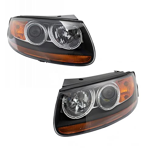 Image of TRQ Headlight Assembly Set HY2502150 HY2503150 Compatible with 2007-2009 Hyundai Santa Fe