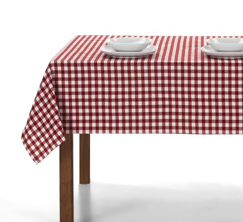 LAN&LAN Mantel Mesa Rectangular de Tela con Cuadros Vichy para Interior y Exterior - Manteles de Mesa Comedor y Picnic (Rojo, 140 x 100)