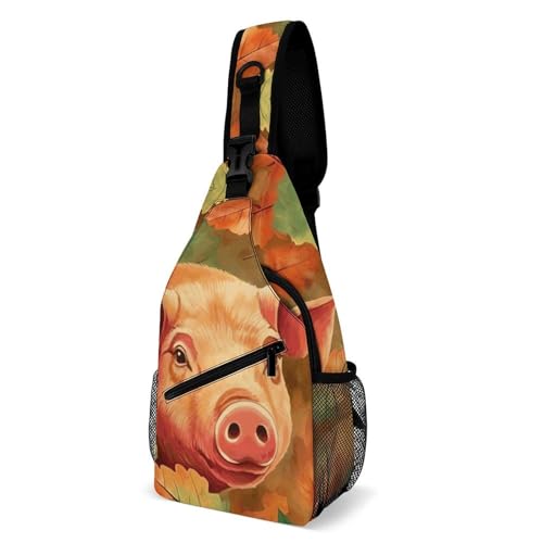 Bolso cruzado Piggy And Autumn Leaves 38x20 cm