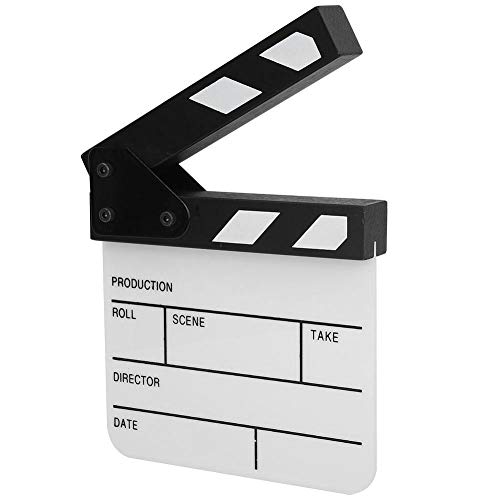 Mini Acrylic Clap Board Director Scene Clapperboard TV Movie Action Board Film Cut Prop with Pen for...