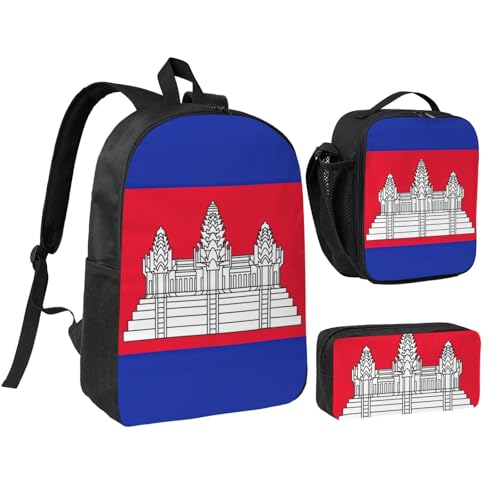 Mochila con fiambrera incorporada diseño de Camboya juego 3 en 1 negro talla única