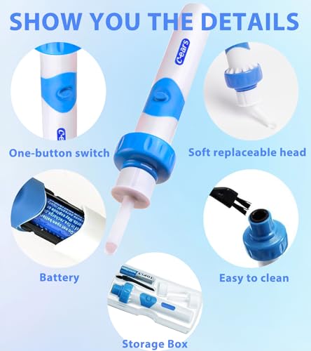 Oroclear Ohrenschmalz-Sauger Set,Elektrisch Ohrenreiniger Entferner,Ohrenschmalz-Reiniger Mit 2 Waschbaren Ersatzköpfen Sicheres Und Weiches Ear Cleaner,FüR Kinder Und Ohrreiniger Erwachsene