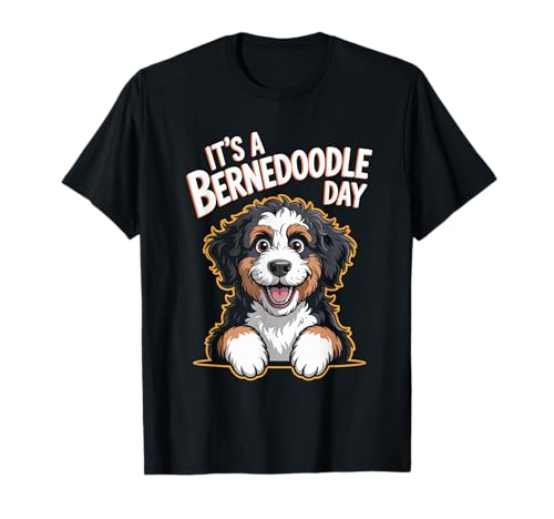 It’s A Bernedoodle Day Funny Cute Dog Lover Cartoon Pet T-Shirt