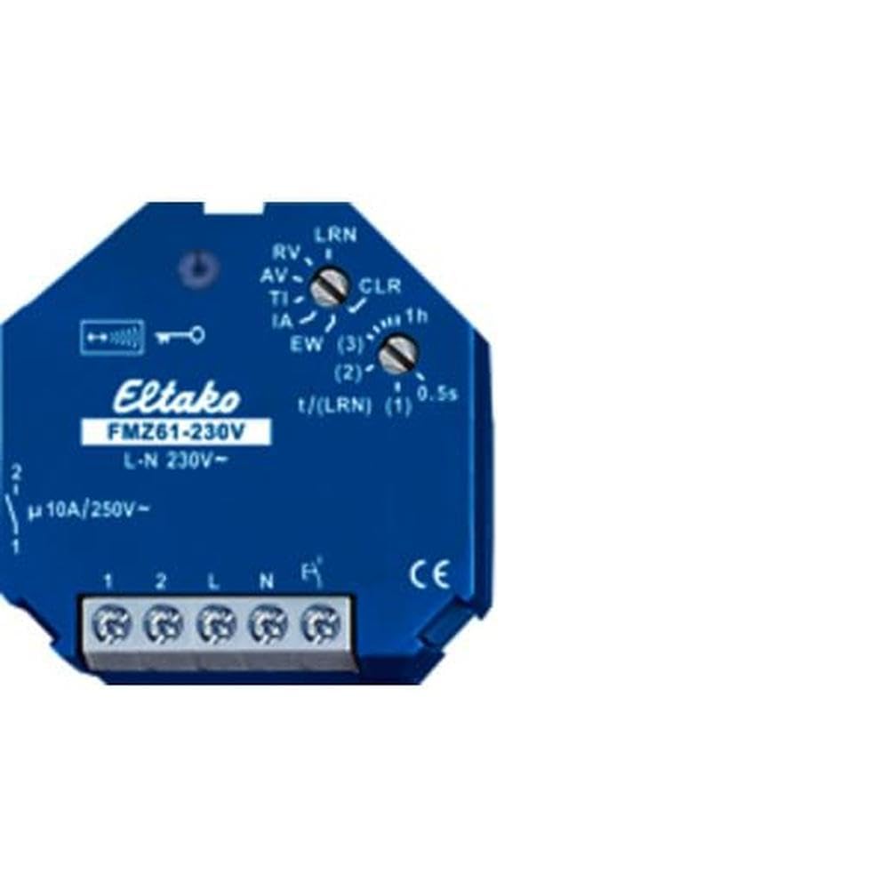 Eltako Funk Aktor multifunzione relè di tempo 230 V, Potenziale libero 10 a/250 V AC, Lampadine a incandescenza, 2000 W, 1 pezzi, fmz61 – 230 V