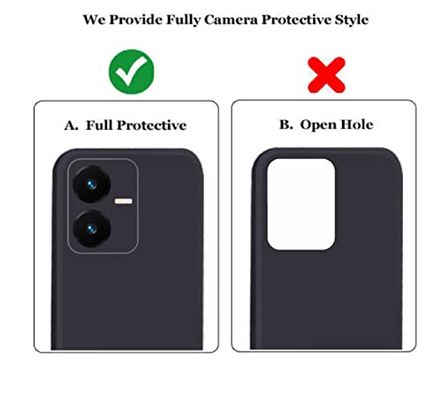 Image of A rtistque Liquid Silicone Back Cover Case for Vivo Y22 Matte Shockproof TPU Soft Flexible with Camera Protection - Black