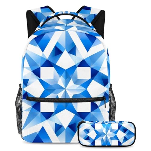 Ensemble cartable bleu drapeau israélien grand format avec trousse scolaire