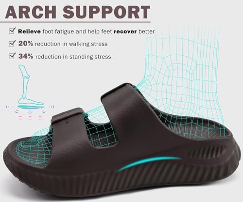 Image of KuaiLu Womens Recovery Sandals With Comfortable Plantar Fasciitis Arch Support, Orthotic Adjustable Thick Cushion Sport Slides Reduces Stress on Feet, Joints & Back Post-Exercise