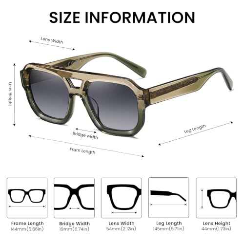 Image of DUCO Retro Square Aviator Sunglasses for Women Men Classic Vintage Trendy 70s Shades UV protection Sun Glasses DC2358