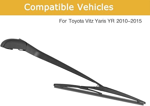 Miniatura 3 de Unifizz Juego de brazo de limpiaparabrisas trasero para automóvil, color negro, 12.205 in, 12 pulgadas para Toyota Vitz Yaris YR 2010-2015