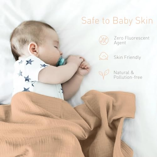Image of Organic Cotton Newborn Baby Swaddle Blanket Unisex Swaddle Wrap Soft Silky Muslin Swaddle Blankets Neutral Receiving Blanket for Newborn Boys and Girls Large 47 x 47 inches(120x120cm)