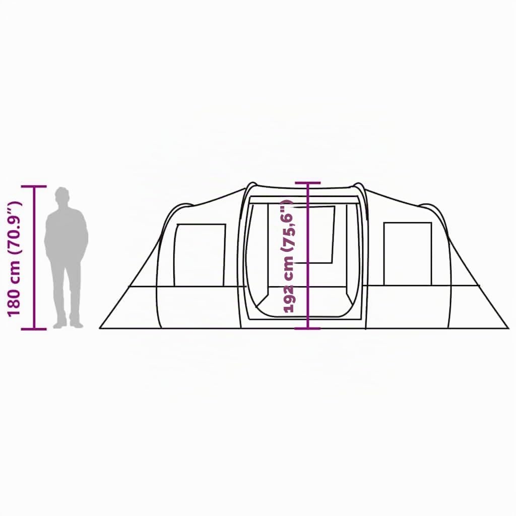 vidaXL Tenda da Campeggio a Tunnel per 4 Persone Verde Impermeabile