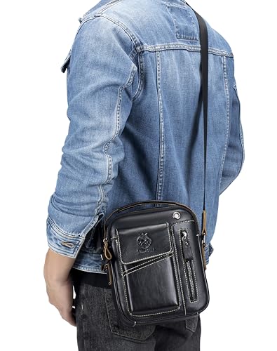 Image of Leather Shoulder Bag for Men Small Mens Crossbody Bag Purses Handbags | Small