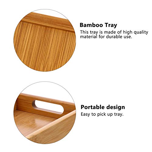 FRCOLOR Bandeja de madeira com alças decorativas para servir no café da manhã na cama, aperitivos, o