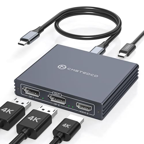 Splitter Thunderbolt a HDMI DP de 3 salidas con entrega de energía de 100W para multipantalla