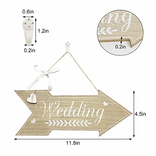 WANDIC Wedding Wooden Hanging, 1 Pieces Arrow Wooden Sign Arrow Sign for Wedding Decoration Table Home Door Wall Decor - Image 2