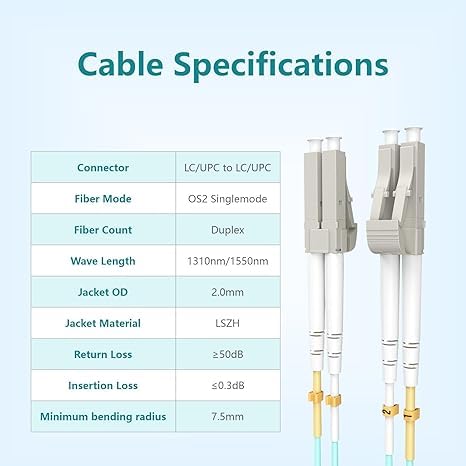 Image of Yonwide Single Mode Fiber Patch Cable - Lc to Lc, 100m (328 ft), OS2, LSZH, Yellow SMF