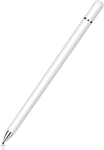 Stylus Touch Screen Pen Fiber Tip Compatible with iPhone 13/14/15/16/17/Pro/Max/Plus/Air, Aluminum Lightweight White