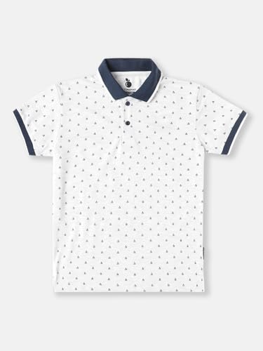 Image of Li'l Tomatoes Boys Cotton Pique Polo T-Shirt | Printed Half Sleeve Casual Summer Wear | Soft & Breathable Fabric | 7-16 Years