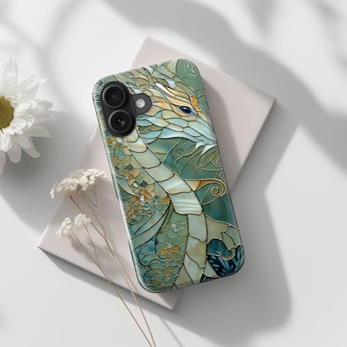 Image of Goodon for iPhone 16 Plus Case Cute - Wireless Charging Compatible - Dual-Layer Hard Shell + Silicone Cover - Protective Phone Case with Trendy Designs for Women - an Abstract Dragon