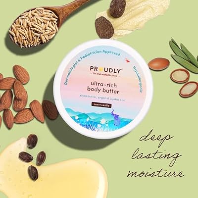 PROUDLY Baby Body Butter with Shea Butter & Argan Oil Deep Moisture for Newborns, Infants & Toddlers, Dry & Sensitive Skin, Sweet Vanilla Scent, EWG Verified, 4.4 oz
