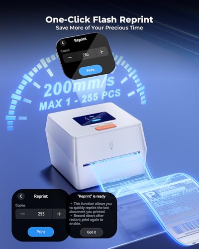 Image of Phomemo Bluetooth Thermal Label Printer with Touchscreen & 3 Roll Labels