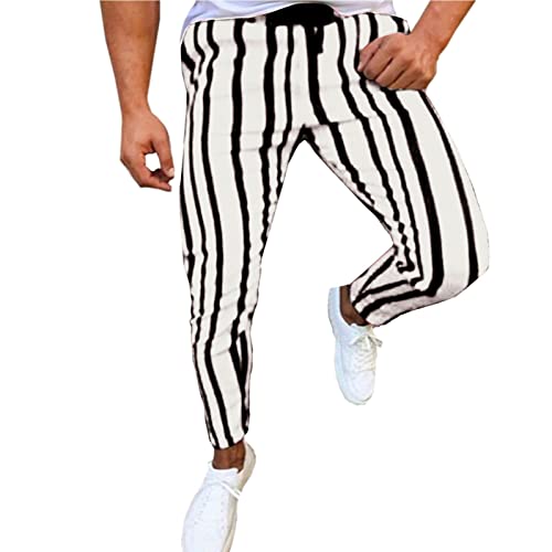 Pantalon de travail en flanelle bleue et coton pour homme actif style rayures