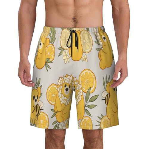 Bear and Lemon Men Beach Pants â€“ Swim Trunks for Men,Quick-Dry and Comfortable, Suitable for Beach, Surf, and Everyday Wear