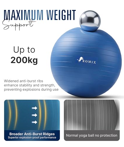 Image of ROMIX Exercise Ball, Anti-Burst Yoga and Birthing Ball with Pump, Home Use
