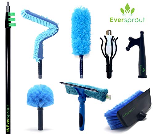 EVERSPROUT Extension Pole Total Kit (30+ Foot Reach) | Telescopic Pole, Scrub Brush