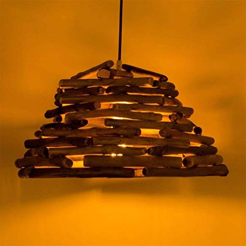 Lustre en bois rétro industriel E27 pour bar et restaurant GZZ