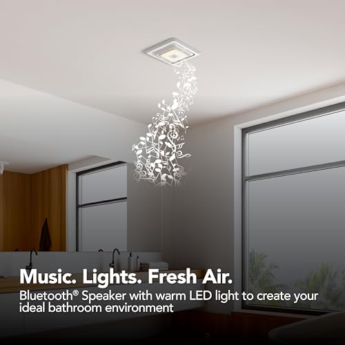 Image of Broan-NuTone Roomside Series Bluetooth Speaker Bathroom Exhaust Fan with LED Light, 70 CFM 2 Sones, ENERGY STAR