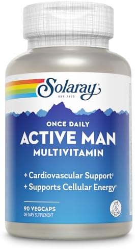 SOLARAY Once Daily Active Man Multivitamin – Cellular Energy and Immune Support Supplement w/Vitamin D, Vitamin C, B12, B6, Zinc, Lutein, Digestive Enzymes, Whole Foods, 60-Day Guarantee, 90 Servings