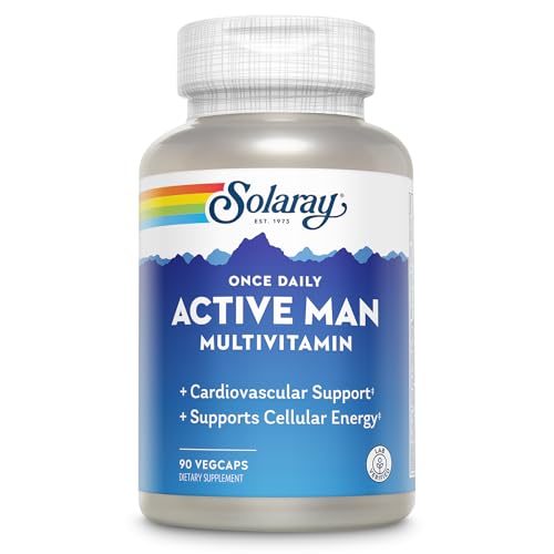 Image of SOLARAY Once Daily Active Man Multivitamin - Cellular Energy and Immune Support Supplement w/Vitamin D, Vitamin C, B12, B6, Zinc, Lutein, Digestive Enzymes, Whole Foods, 60-Day Guarantee, 90 Servings